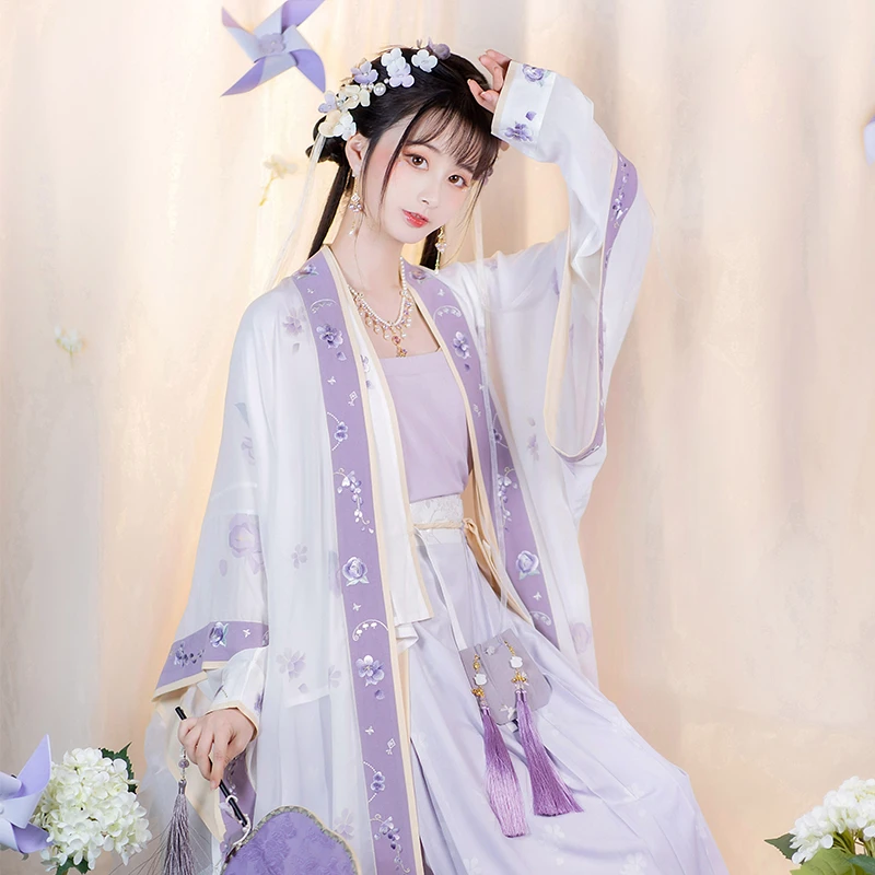 池夏【618大促】【繁花入梦:黛萝】 宋制长/短衫百迭裙原创改良汉服女