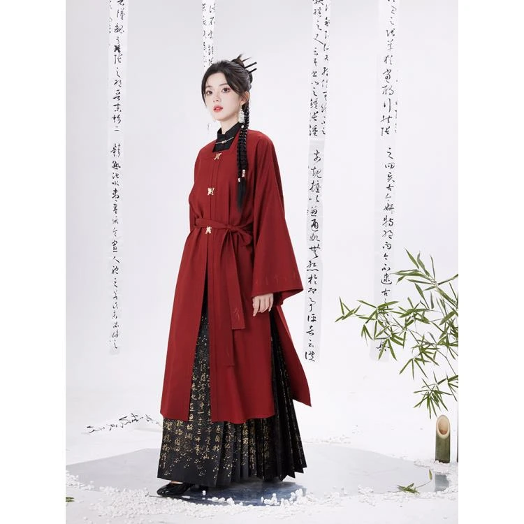 池夏【立春·舟行】三色方领半袖长衫风衣外套原创改良汉服春女