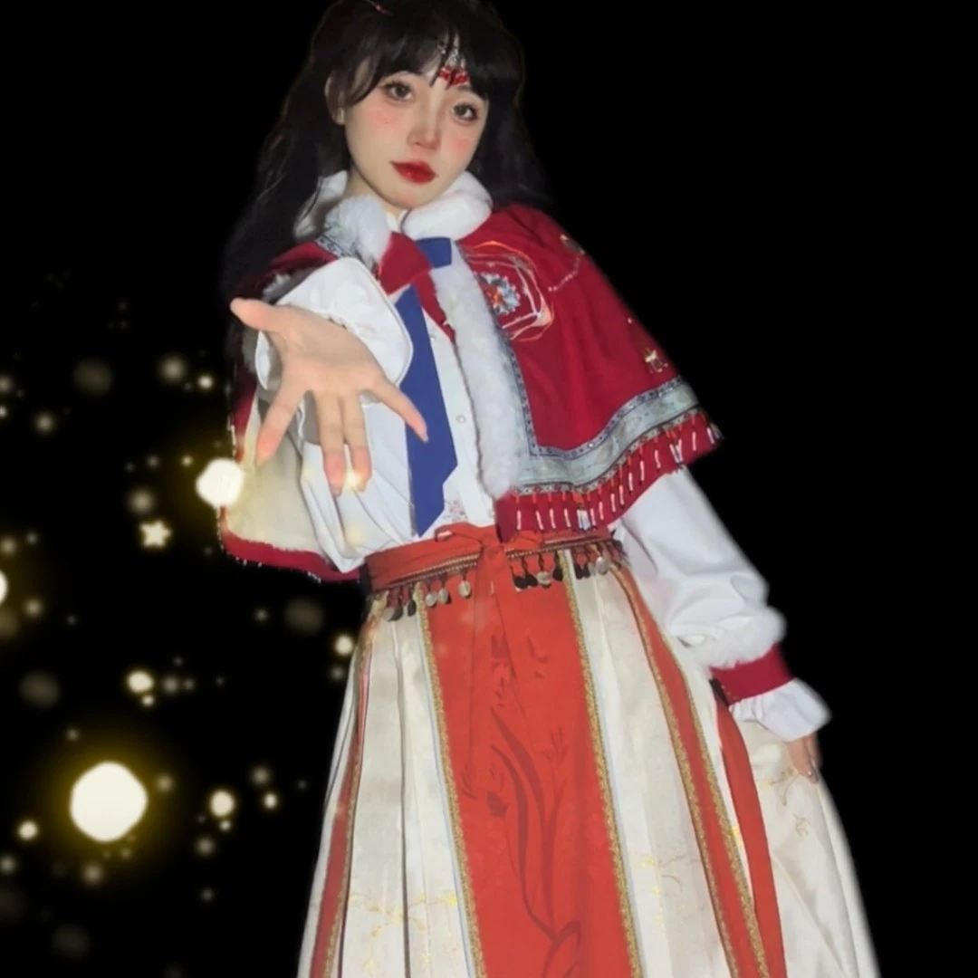 池夏【边塞公主】斗篷妆花马面裙刺绣汉服原创中国风日常套装1