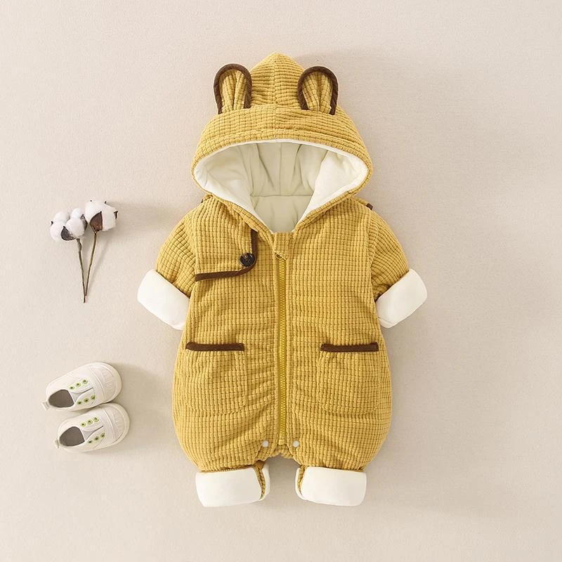 网红婴儿衣服冬装男宝宝连体衣冬季加厚棉衣新生幼儿加绒外出爬服