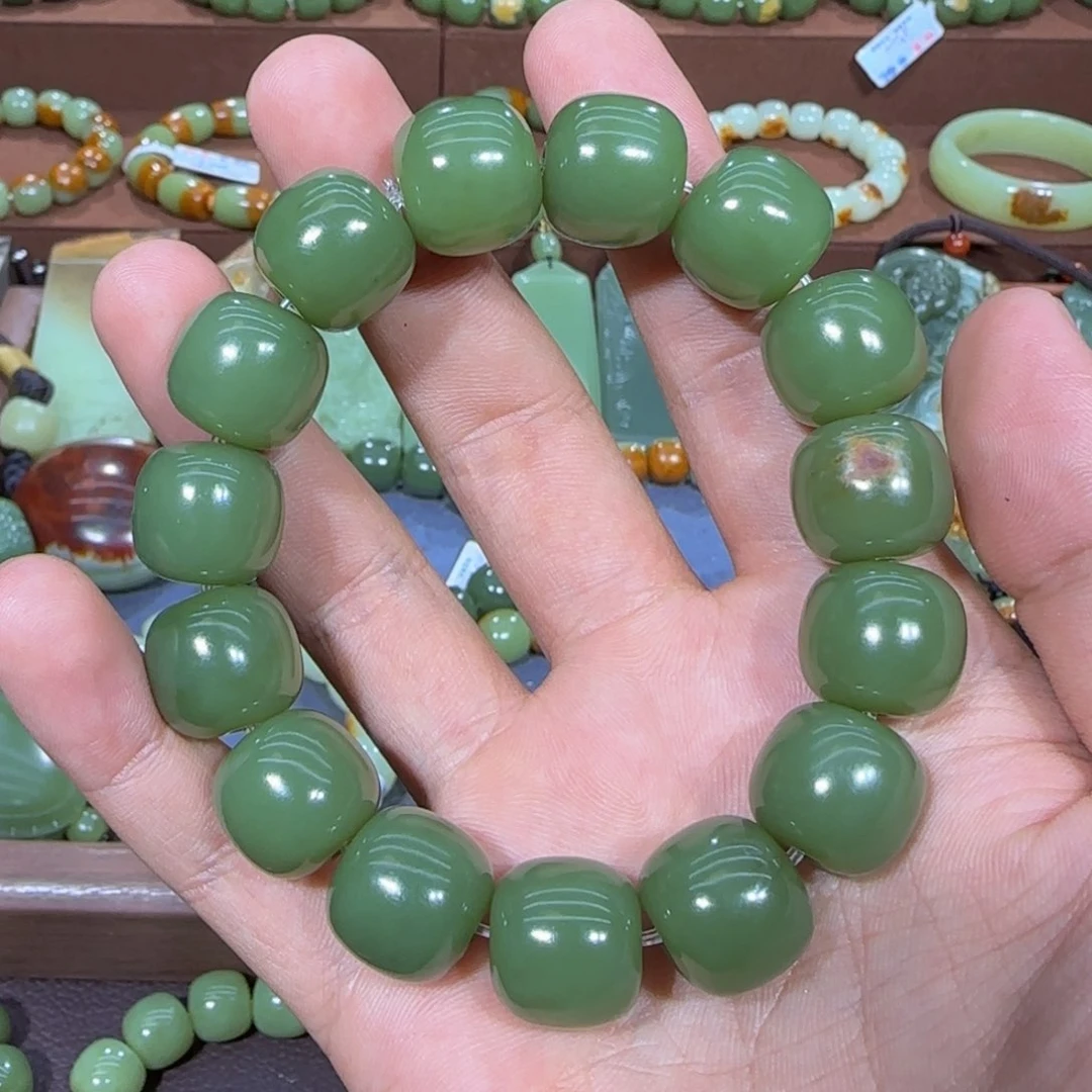 岫岩河磨玉（透闪石质玉）手链未镶嵌