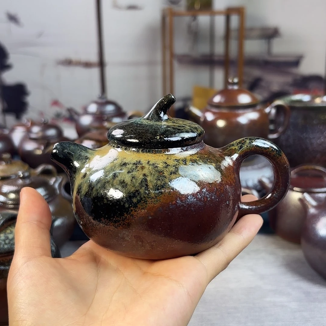 壶柴烧紫砂壶茄瓜