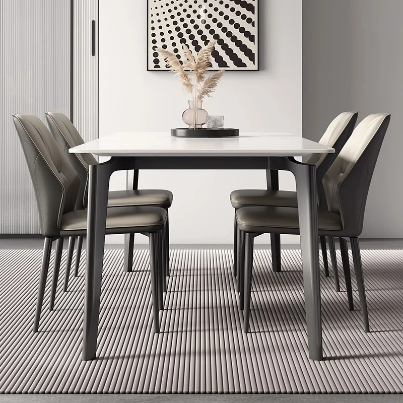 德利丰岩板餐桌椅组合意式极简约现代高端长方形小户型家用饭桌
