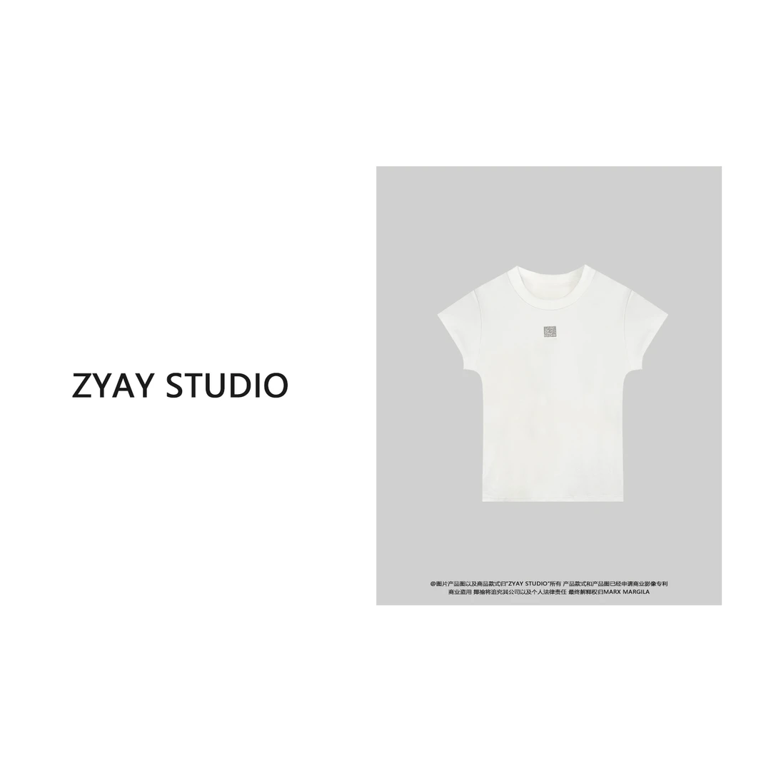 【ZYAY STUDIO】25084小众笑脸字母印花短袖T恤夏季新款半袖上衣