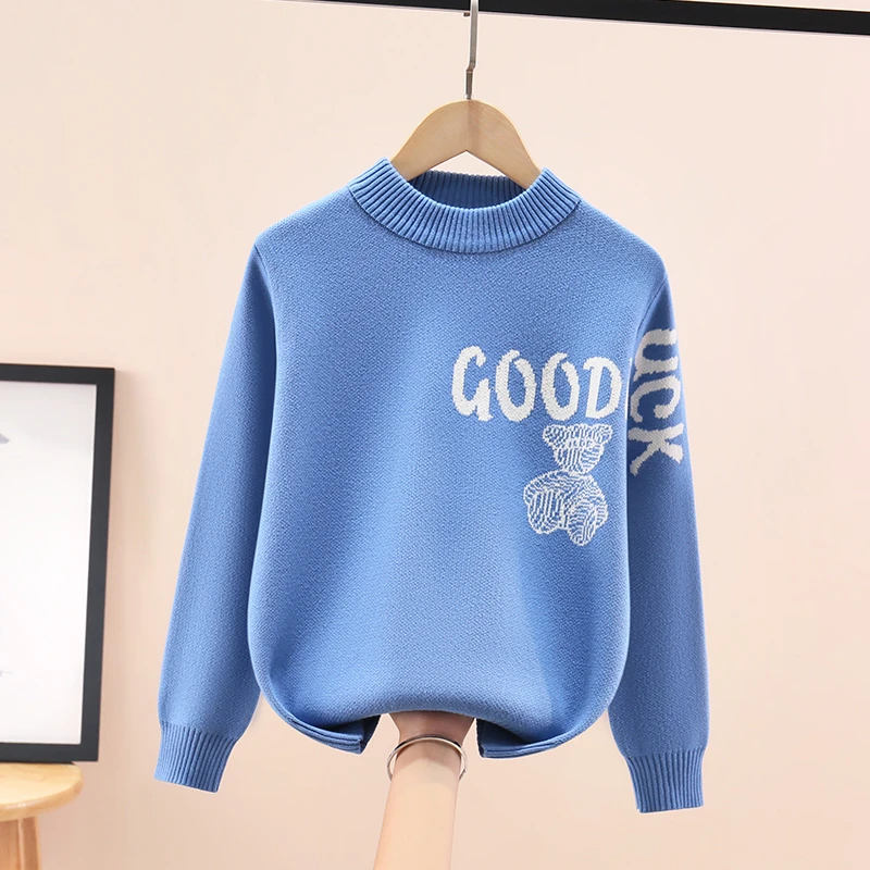 男童毛衣秋冬款2024新款中大童针织衫加绒加厚套头男孩学生百搭潮