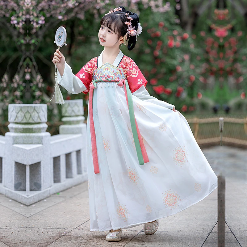 汉服女童2024秋季长袖新款原创女孩古装超仙飘逸公主儿童唐装国风