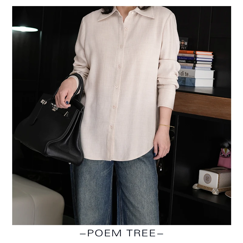 poemtree“随性老钱”梭织羊,毛羊绒混纺衬衣外套SZ24209