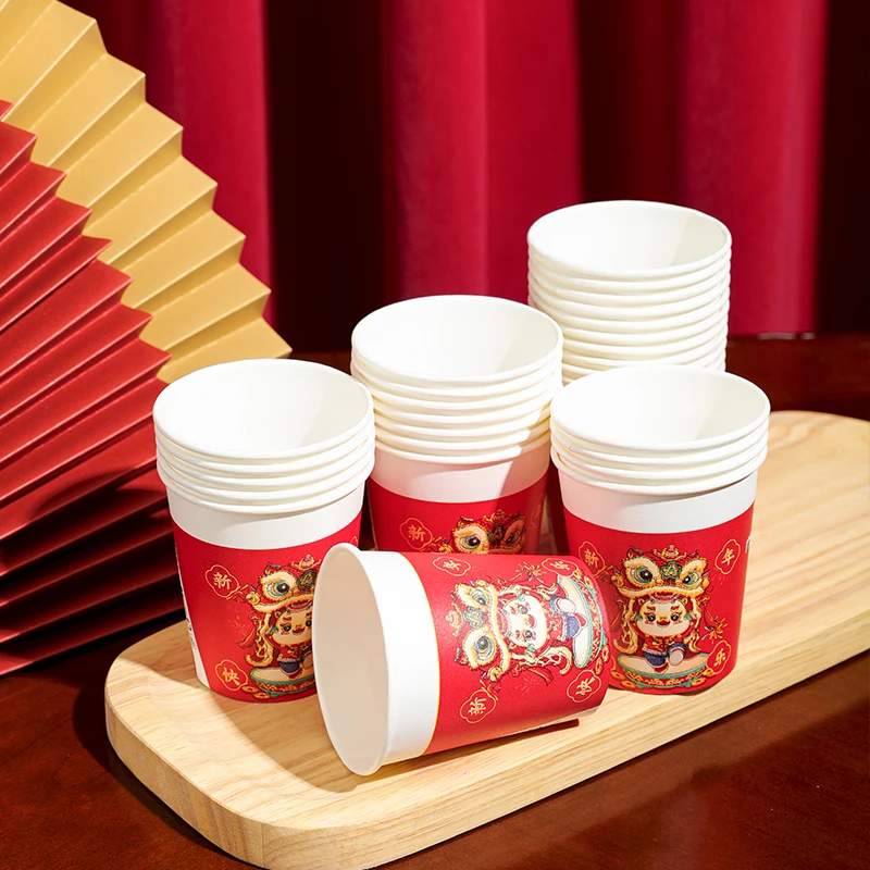 高档卡通纸杯一次性杯子茶杯加厚水杯家用商用整箱可定制