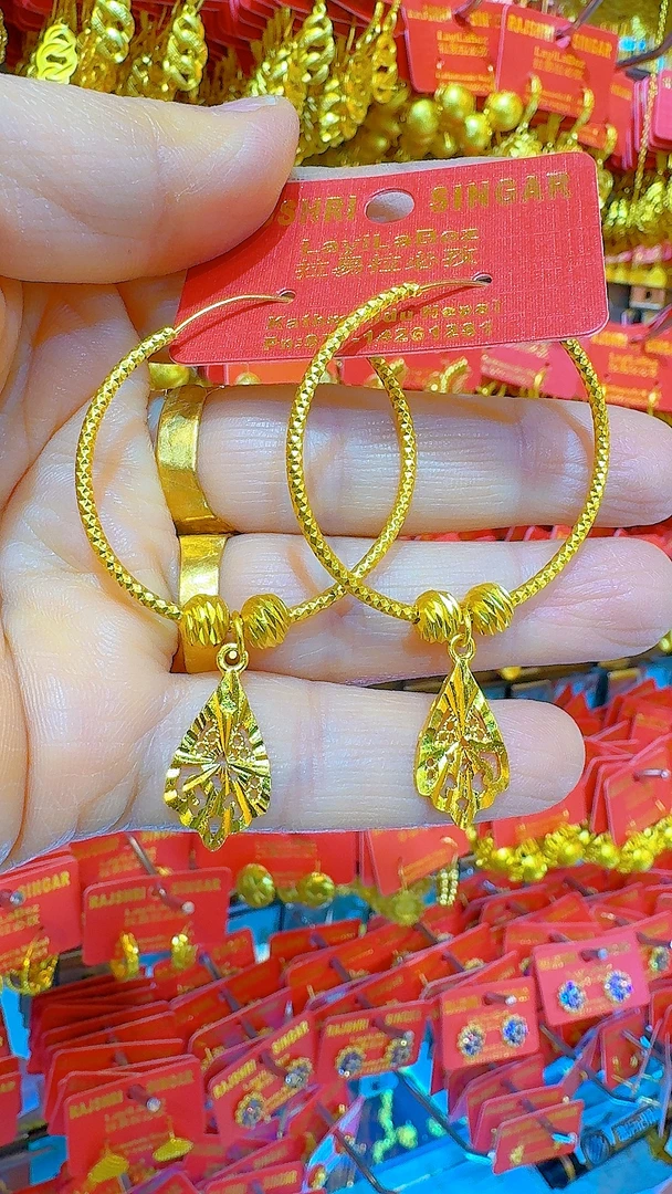 铜合金耳饰 【LayLaBez】铜合金耳饰简约百搭水滴耳环精美气质耳圈