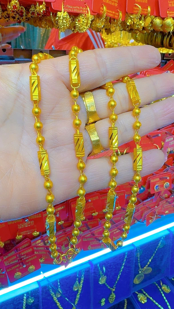 铜合金项链 【LayLaBez】新款不掉色铜合金项链六角竹节橄榄珠