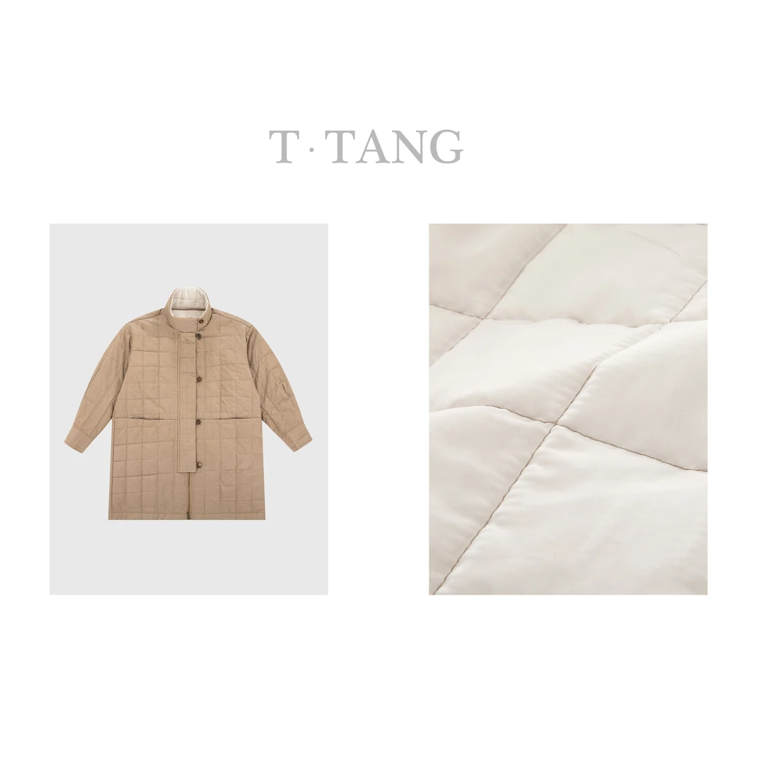 （微瑕介意勿拍）保暖华夫格双兜高领防风中长款冬季宽松棉服【6038】