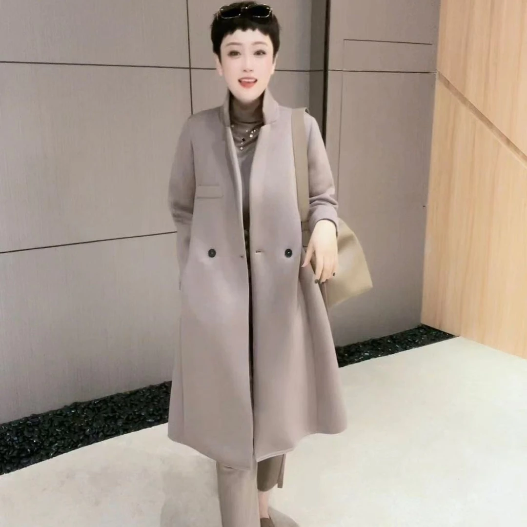 FL秋季长款宽松中长款气质韩版重工空气层百搭显瘦风衣外套【902】