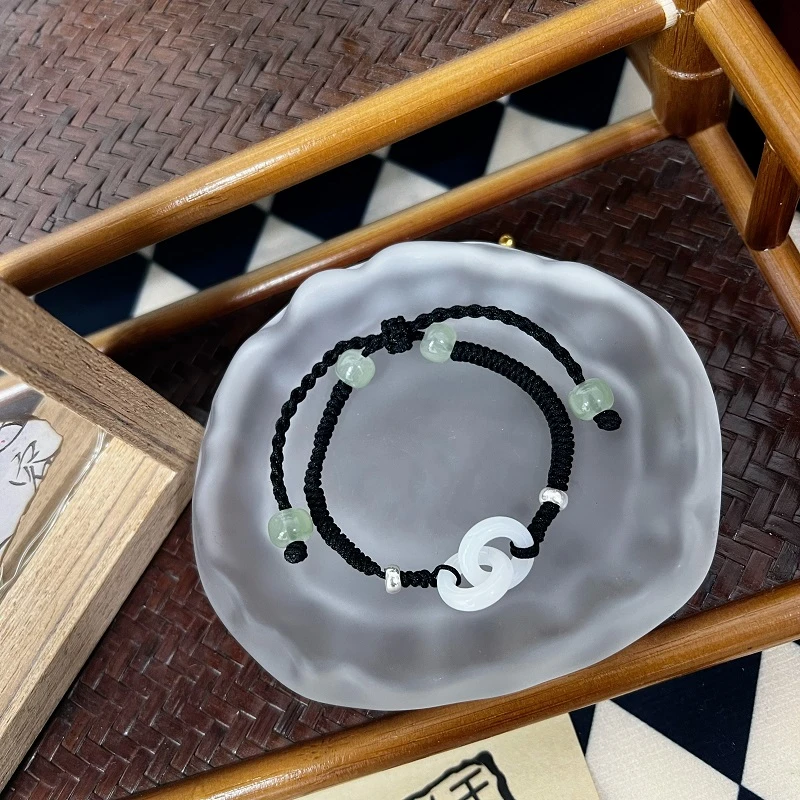 非金属布艺手链 环环相扣青丝手绳材料包送女朋友520礼物