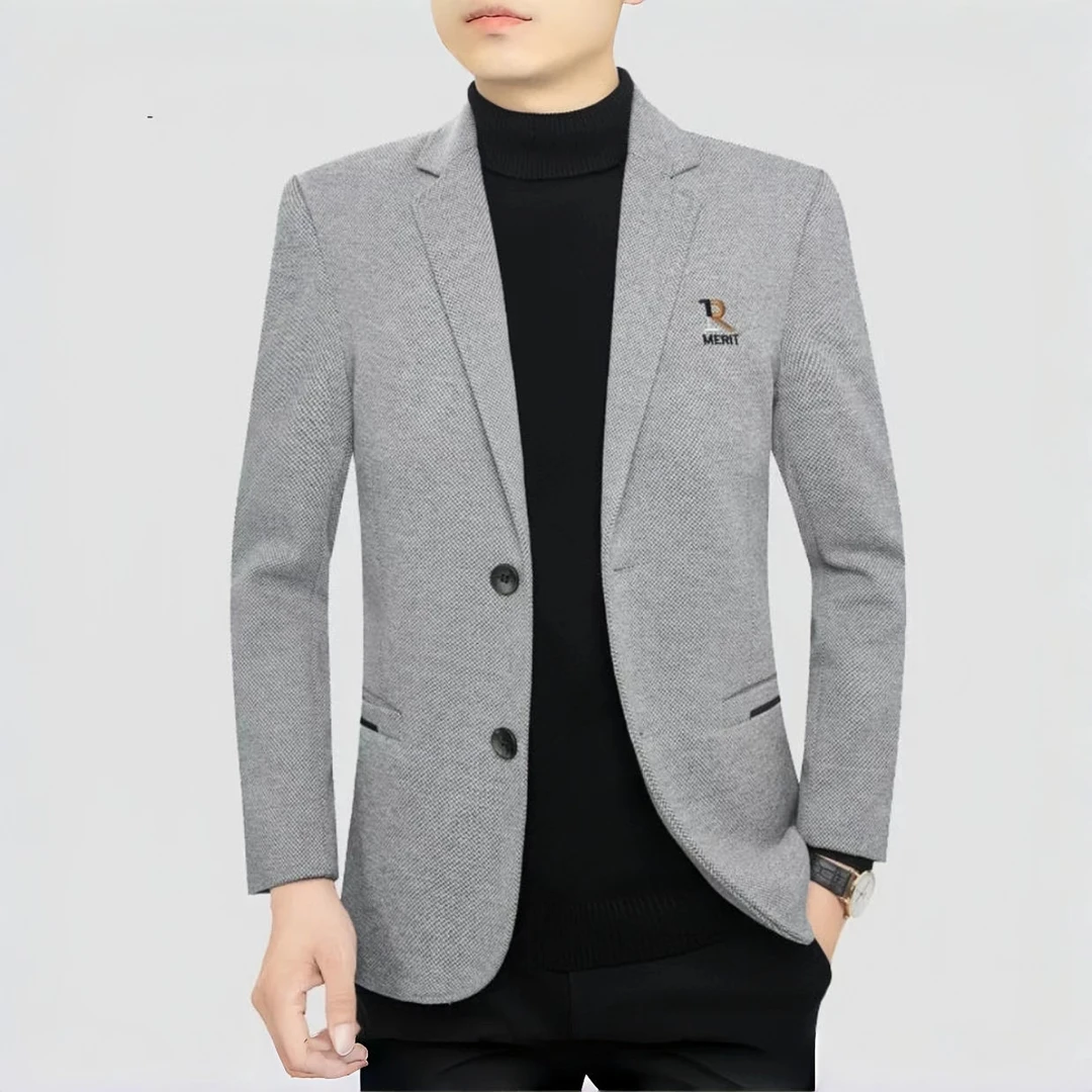 新款厚款秋冬男士休闲商务西装修身中青年韩版时尚春秋款西服李莉