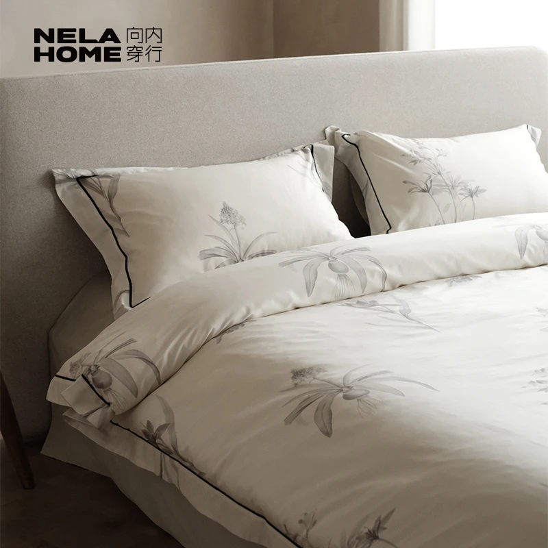 NELAHOME【赫本】100长绒棉赫本风设计师床上四件套床单被套