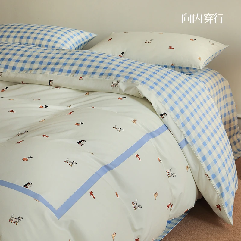 向内穿行【欢乐派对】A类纯棉动物卡通床上四件套全棉秋冬磨毛床品