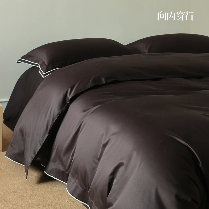 向内穿行A类【漠墨】140支双股海岛棉轻奢床上四件套纯棉高端床品