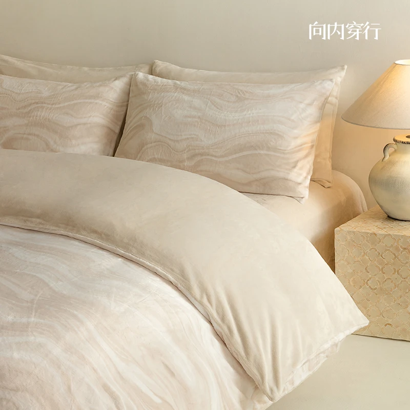 向内穿行A类【贝拉】牛奶绒轻奢床上四件套加厚冬季保暖新款床品