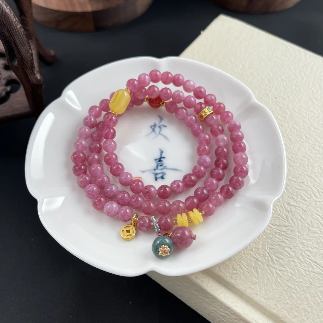 173蝴蝶紫粉碧三圈手串设计款（6mm）