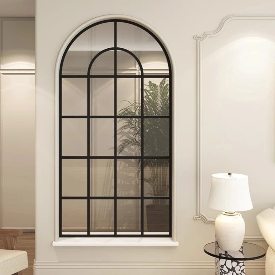 玻璃水波纹屏风复古别墅高档客厅轻奢艺术拱形屏风隔断2025新款