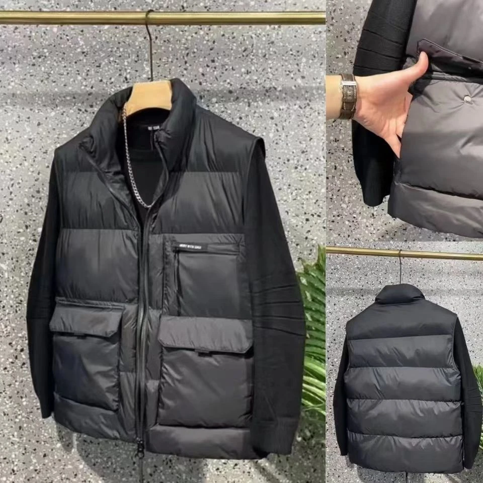 雪中飞冬季新款羽绒马甲男欧洲站潮牌立领百搭坎肩保暖休闲背心外