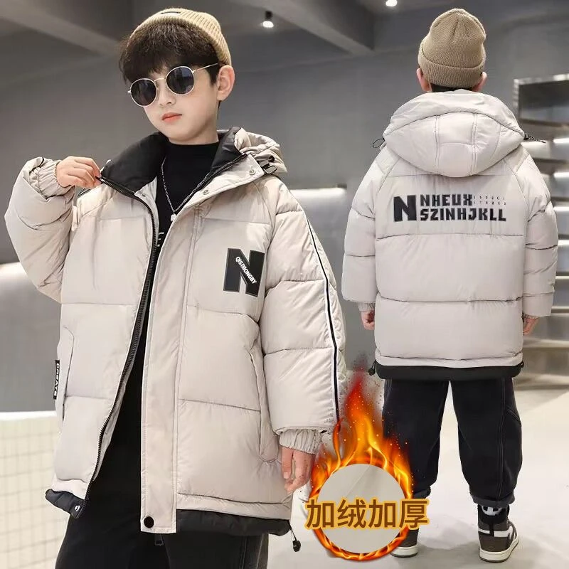 雪中飞男童羽绒服2023新款中大儿童面包服男孩冬季加绒加厚夹棉外
