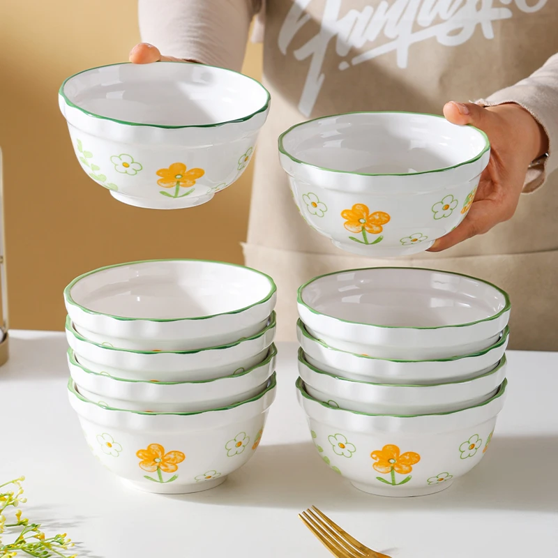 4.5英寸清新花语家用陶瓷米饭碗10只装