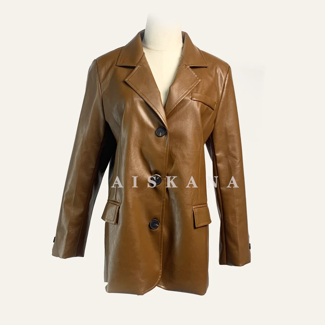 欧美风休闲秋冬皮衣外套女秋西装机车手工擦色复古夹克