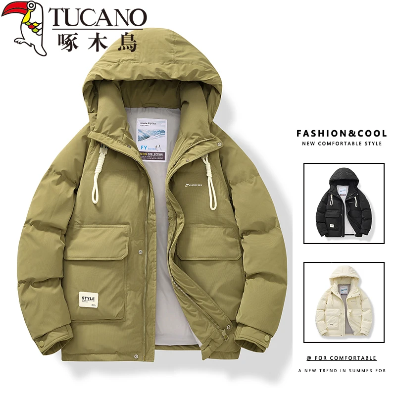 TUCANO/啄木鳥秋冬季羽绒服男士宽松加厚保暖休闲时尚连帽羽绒服