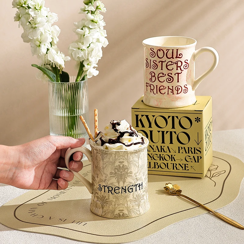 复古马克杯小众设计感咖啡杯办公室杯子女生日礼物伴手礼陶瓷水杯