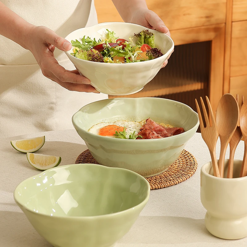 奶油风斗笠拉面碗陶瓷吃面碗家用高级感面条碗高颜值吃泡面专用碗