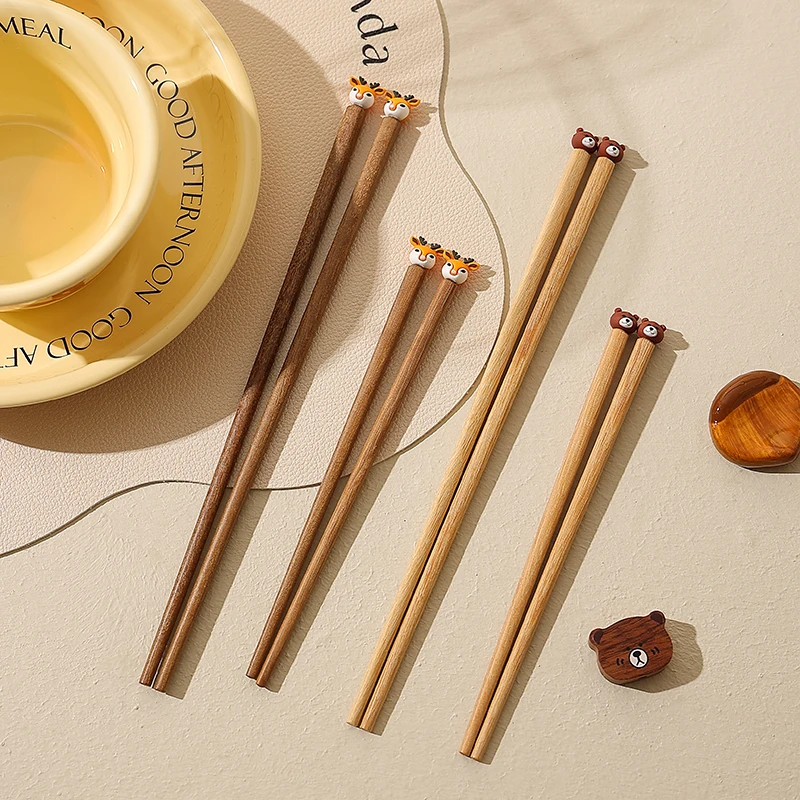 日式木质筷子家庭专人专用可爱木筷宝宝儿童单人情侣快子家用高档
