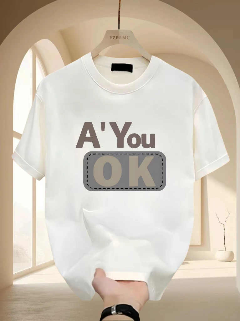 新款潮流短袖T恤男士宽松圆领百搭上衣休闲夏季半袖时尚纯棉春夏