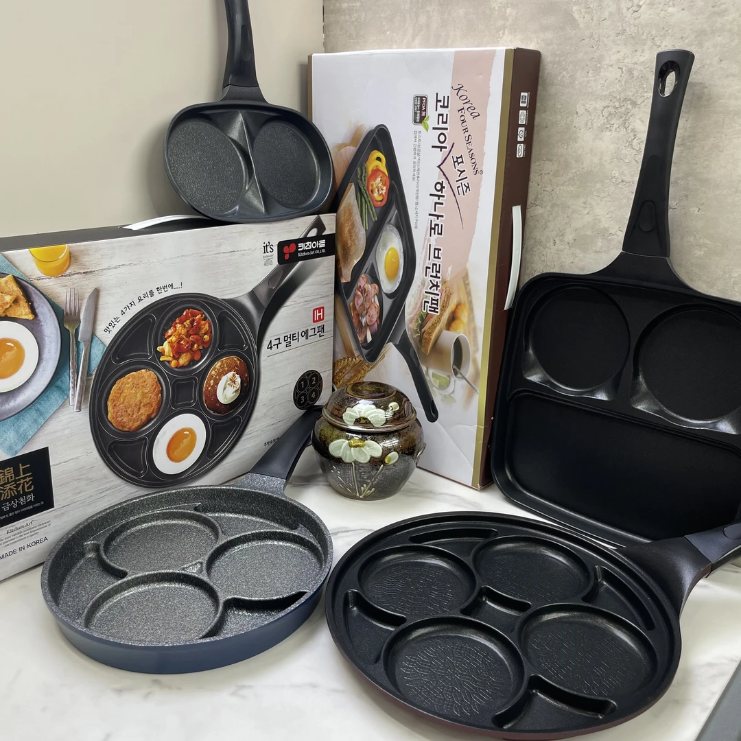 韩国进口-不粘3格煎蛋锅，4格煎蛋锅(煎蛋+牛排锅)