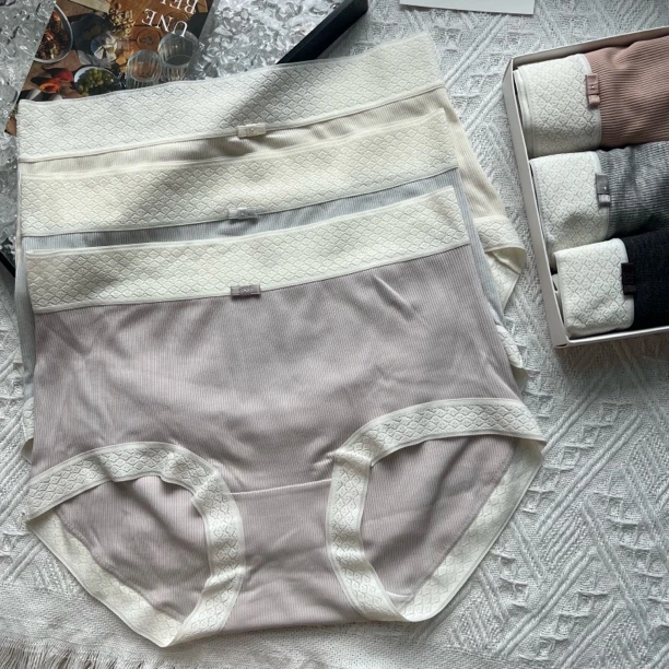 新款中高腰螺纹内裤95-140斤3条装高弹力包臀舒适透气女士三角裤