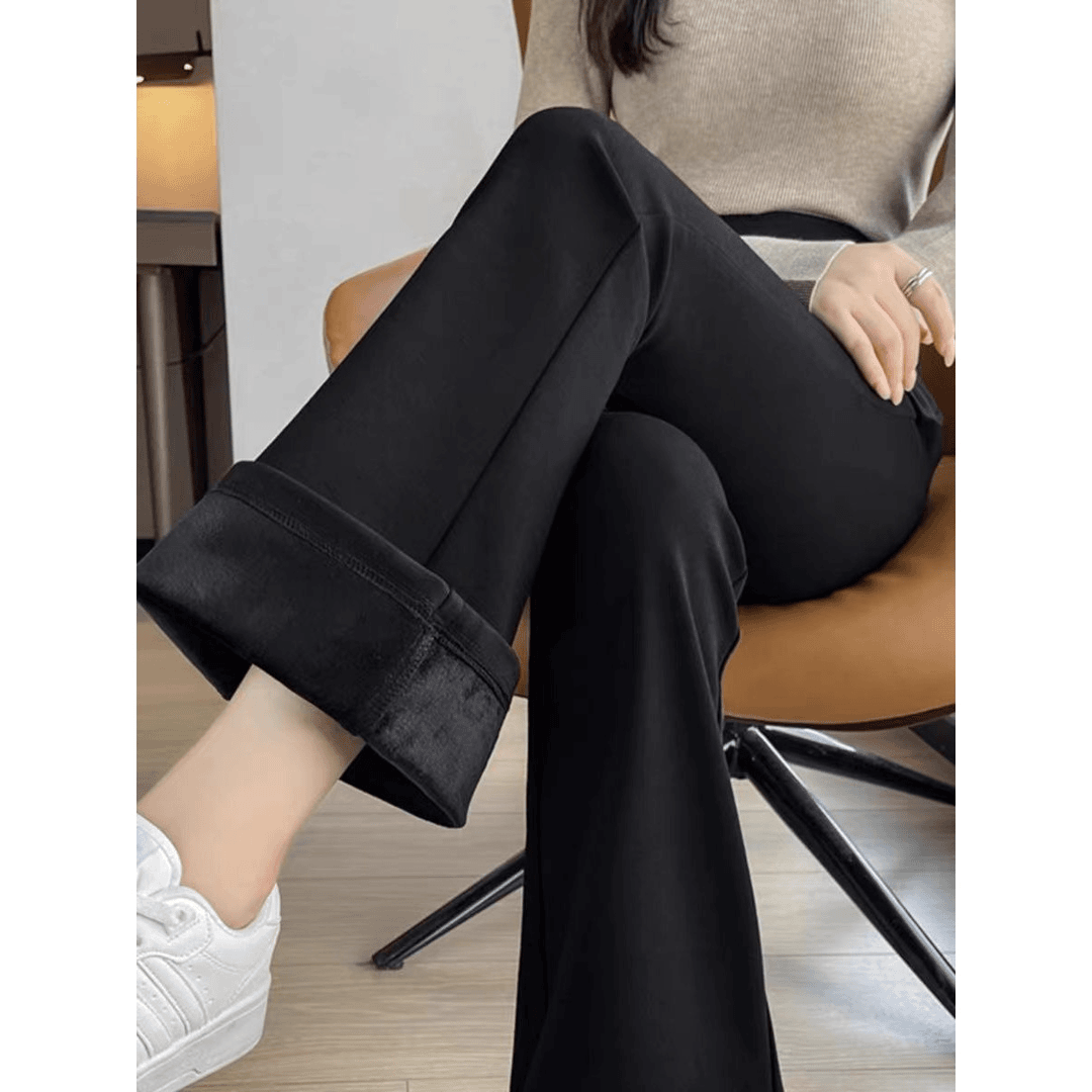 微喇叭裤女秋冬加加厚新款高腰弹力百搭显瘦垂感黑色休闲西装裤