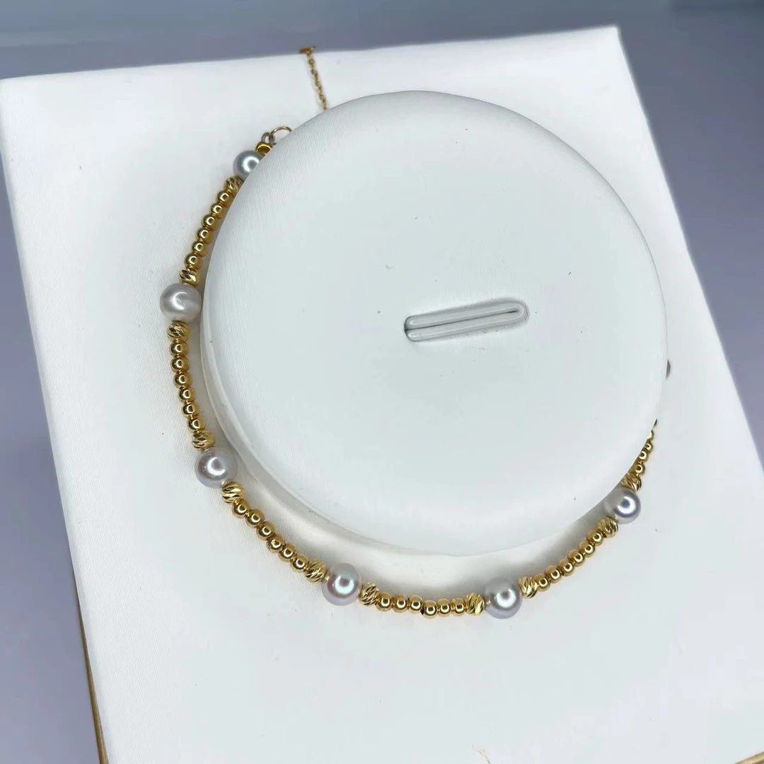 【瑞米珍珠】海水真多麻珍珠18k隔珠满天星手链4-5mm