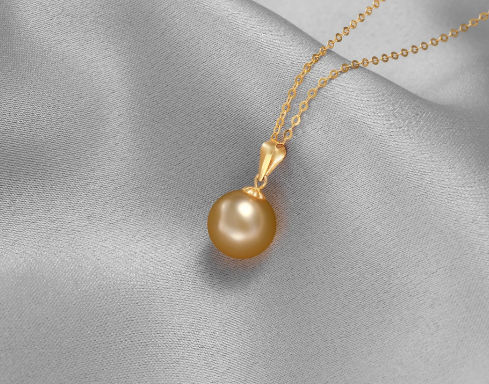 南洋金珍珠项链18K气质时尚百搭简约经典金色8-9MM