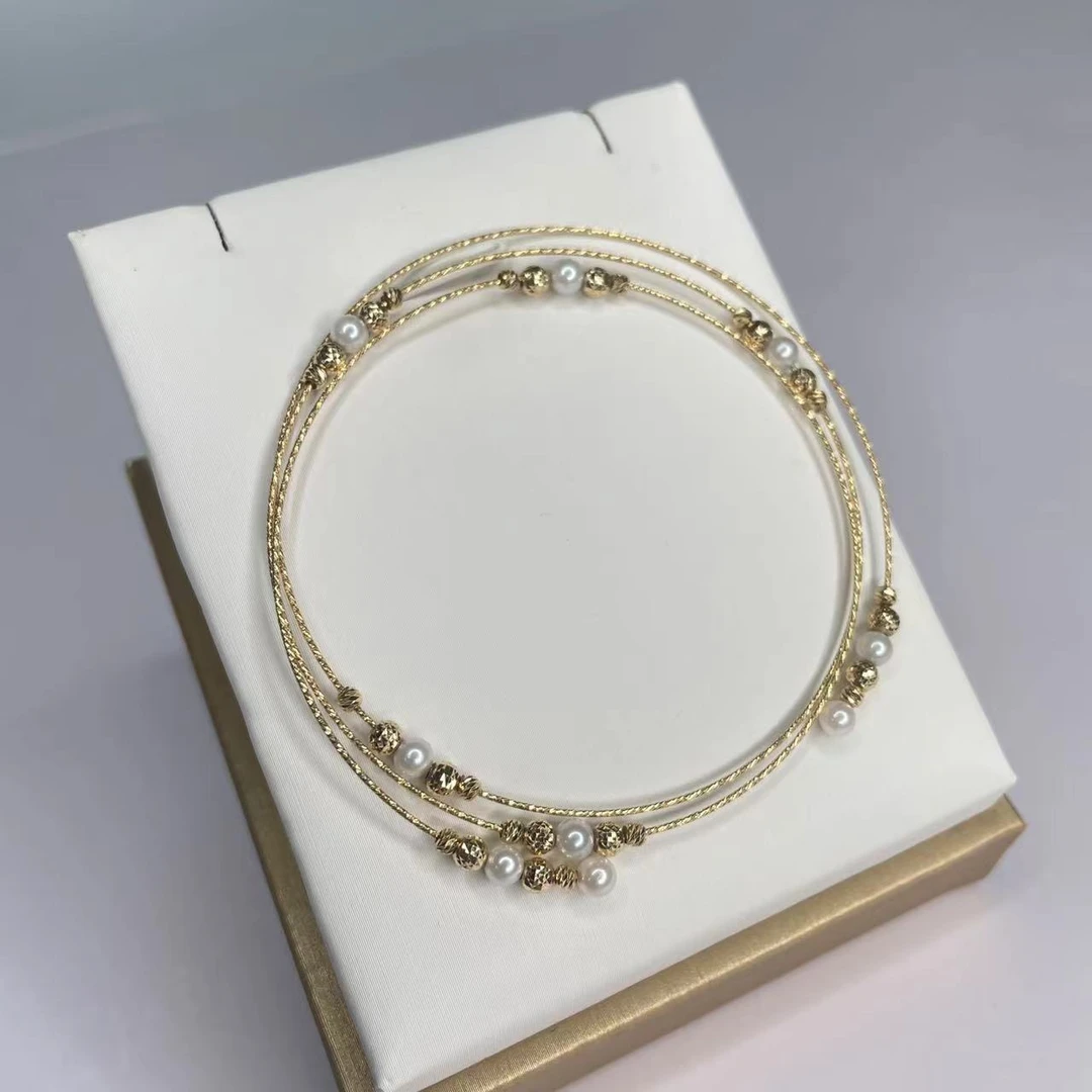 【瑞米珍珠】海水Akoya珍珠18k弹力手镯手链3-4mm