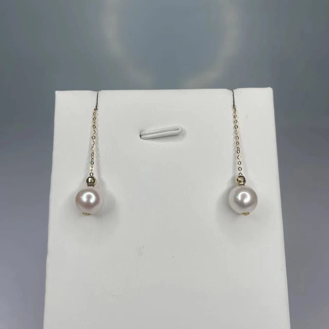 【瑞米珍珠】海水AKOYA珍珠耳线耳钉18K7-8MM