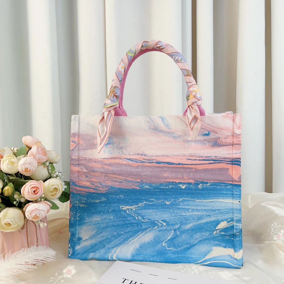 现货【大号 手提包】实物照片 所见即所得 漂漆手工DIY女厚帆布包