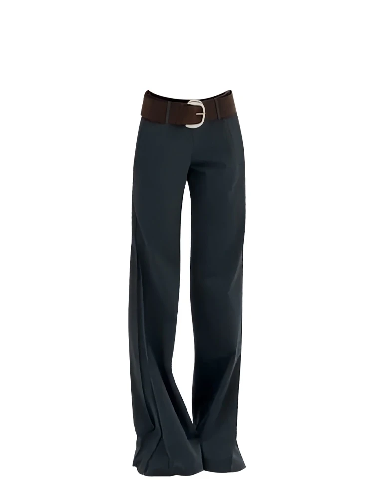 宽松显瘦直筒垂感拖地微喇西装裤女秋季新款气质辣妹低腰休闲长裤