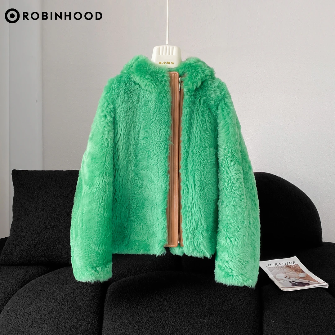 ROBINHOOD/罗宾汉3R4255冬季休闲时尚连帽保暖羊毛皮毛一体外套