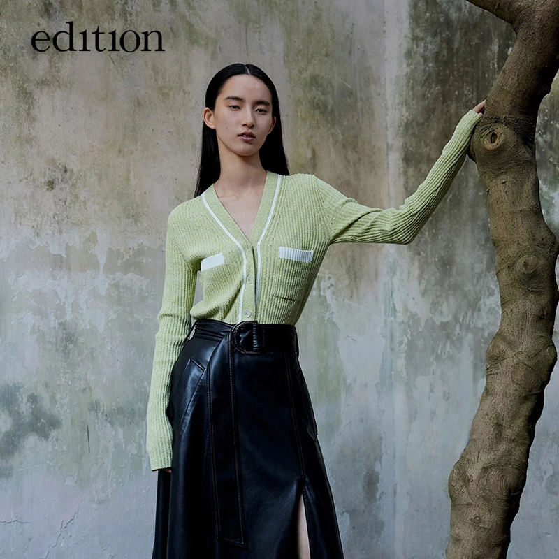 edition针织开衫女春圈圈纱小香风毛衣#EBB1CAR002