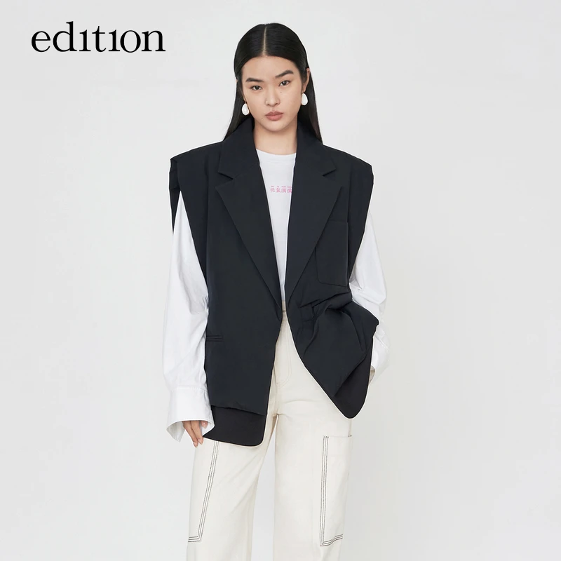 edition时尚小众休闲秋季西装好羽绒马甲女款鸭绒服#EBB4EINT08