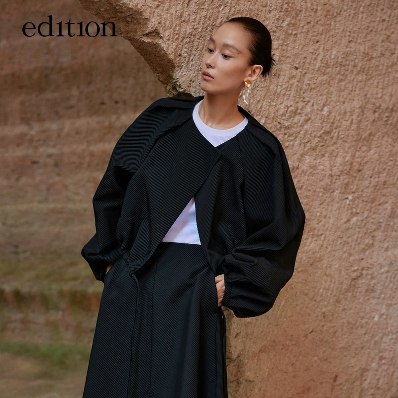 【P系列】edition打褶短外套女新款弧形袖气质上衣#EBB3COT008