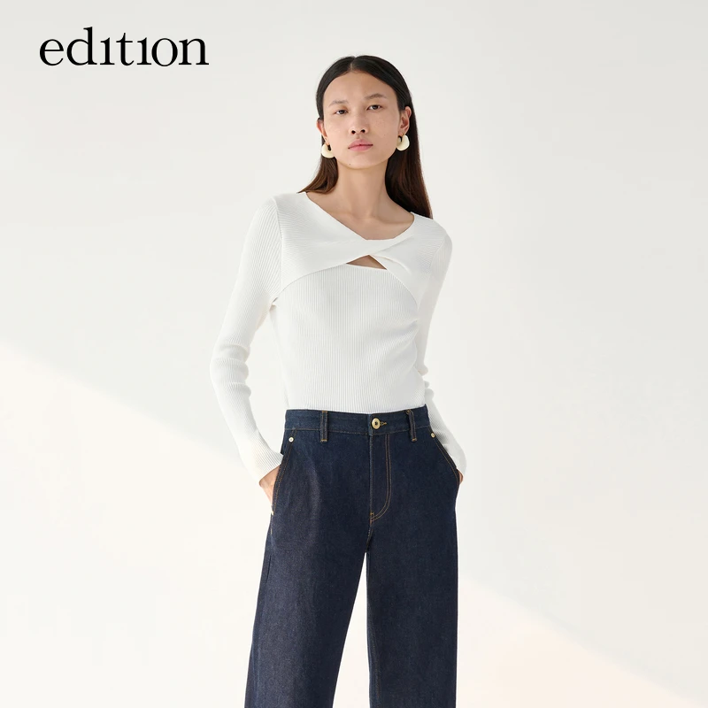 【陈大可】edition设计感扭结镂空针织衫圆领长袖上衣#EBC1SWTT08