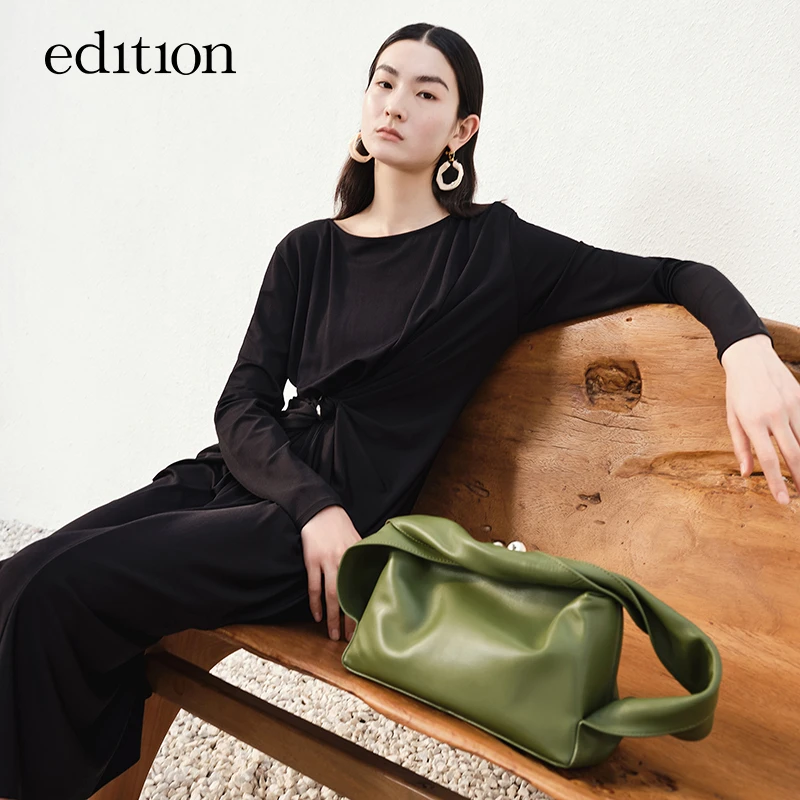 【金拐子专属】edition立裁收腰一字领金属扣连衣裙#EBB1DRS003