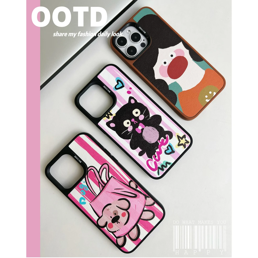 ins风定制卡通涂鸦适用于苹果15promax/14/13/12/14promax防摔壳