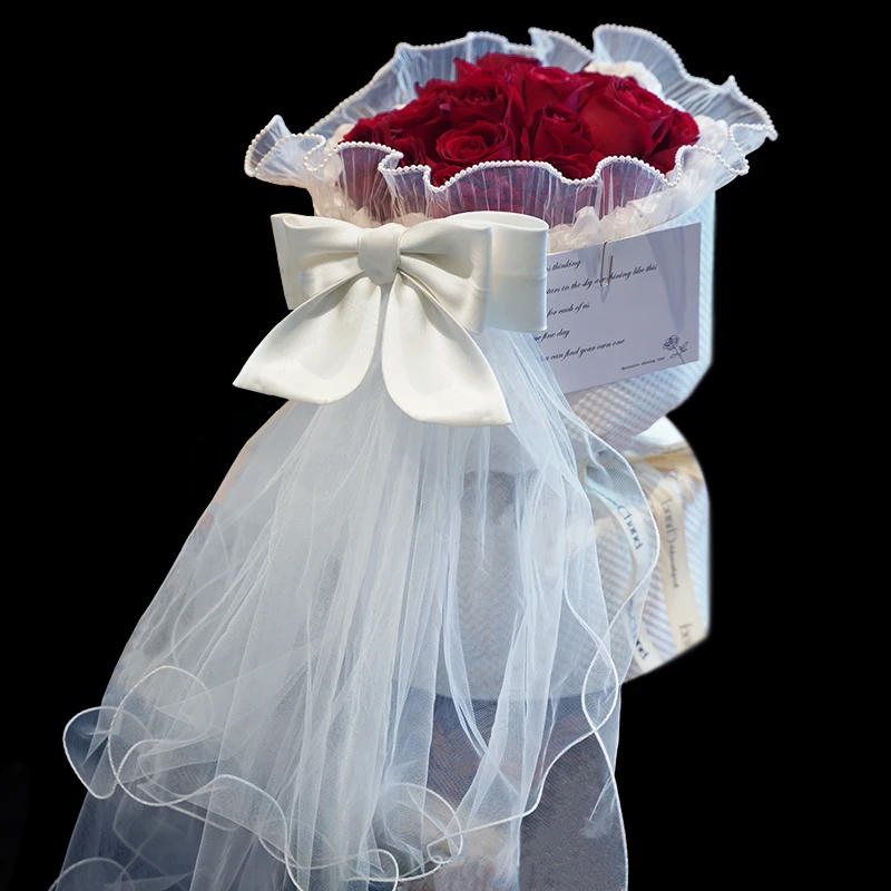 月下相恋新娘结婚主婚纱头纱超仙森系网红拍照道具蓬蓬蝴蝶结头纱